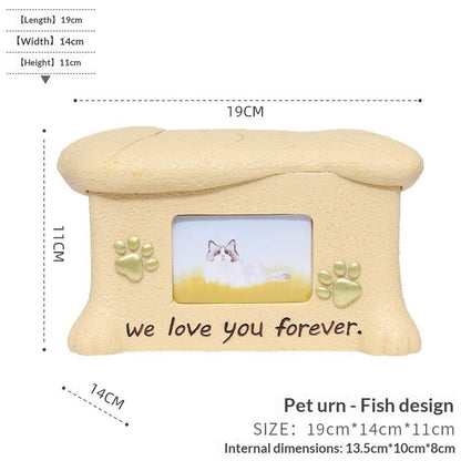 Stone-Textured Photo Keepsake Box | Personalized "We Love You Forever" Pet Memorial Urn