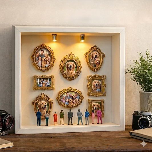 Custom Pet Memorial Miniature Museum | Light-Up Shadow Box Gallery with Mini Figures