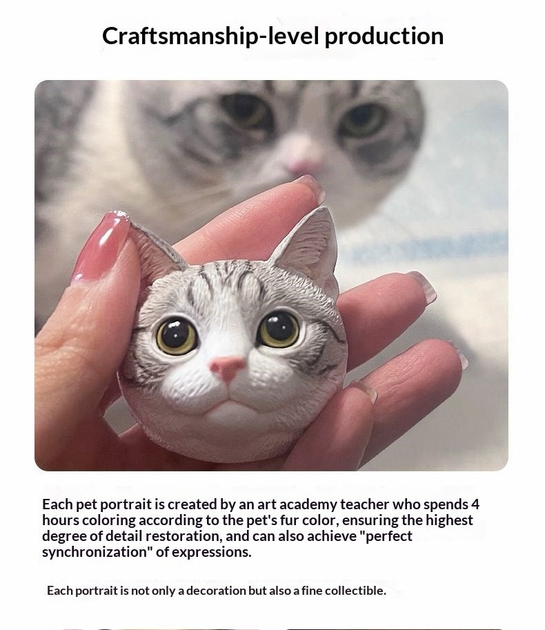 Custom Hand-Painted 3D Pet Portrait Magnet - Lifelike Sculpted Keepsake & Hanging Decor