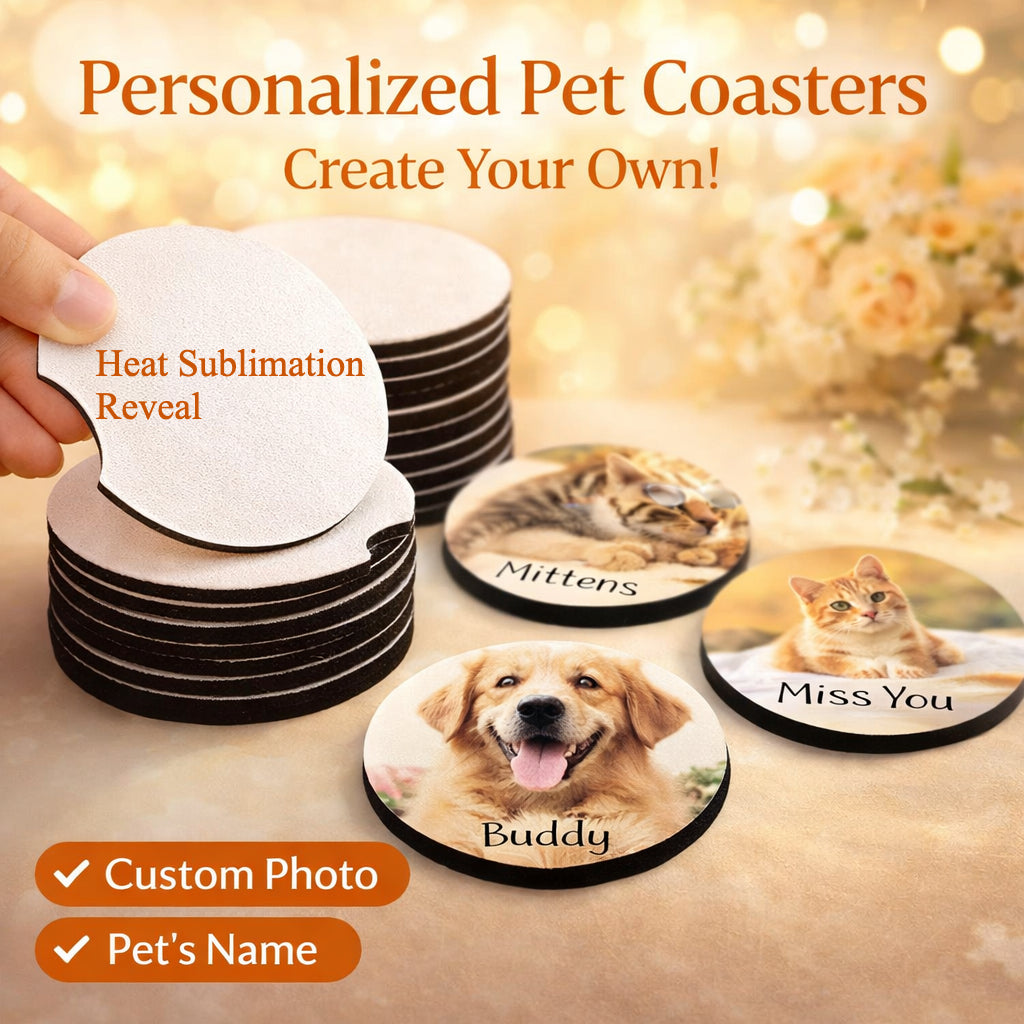 Custom Sublimation Neoprene Car Cup Holder Coasters | DIY Personalized Blank Coasters with Finger Notch for Easy Removal - Bulk Set